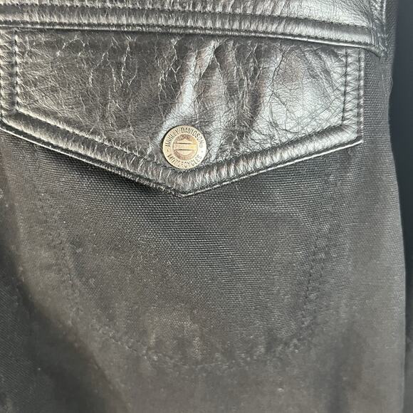 Harley Davidson Canvas Leather Jacket Size Medium Biker Embossed - Picture 5 of 9
